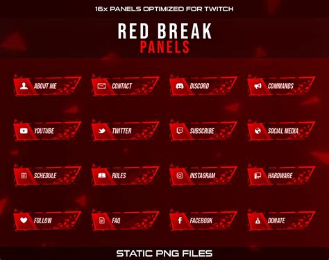 Red Break Twitch Panels X Stream Panels Badges Streamer Overlay