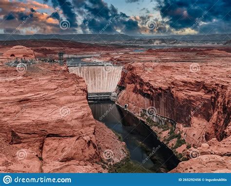 Aerial View of the Grand Canyon Upriver Colorado River Glen Canyon Dam ...