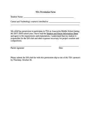 Fillable Online Tsa Permission Form Fax Email Print Pdffiller