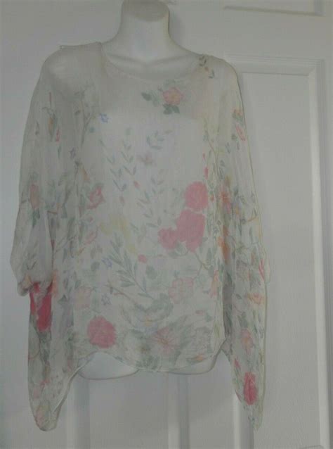 Viola Borghi Italian Silk Floral Long Sleeve Top Blou Gem