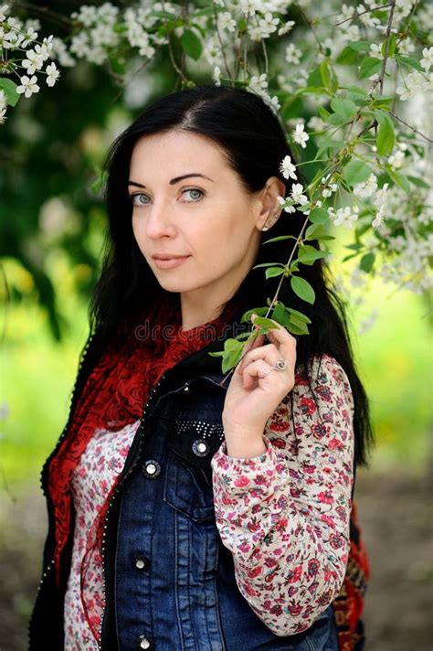Brunette Long Haired Naked Girl In Black Coat Stock Photo Image Of Pretty Girl