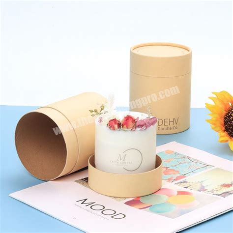 Custom Printed Cylinder Candle Kraft Box Packaging