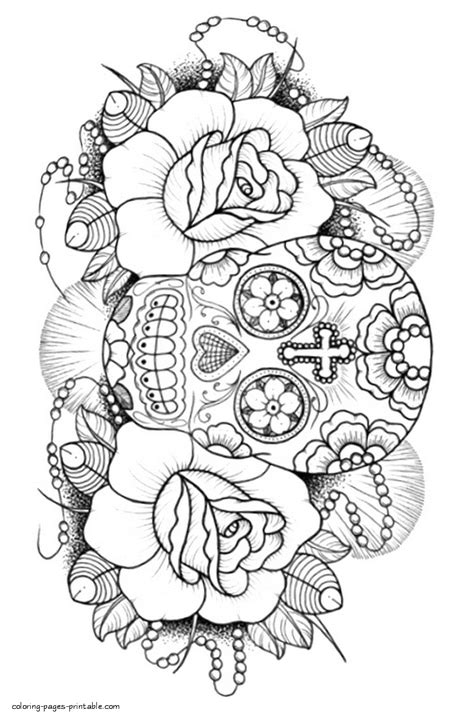 Sugar Skull Coloring Book For Adults Coloring Pages Printable