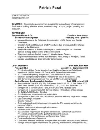 Pat Pezzi Resume Pdf