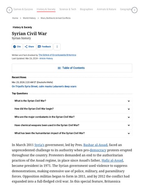 Syrian Civil War Facts And Timeline Britannica Download Free Pdf