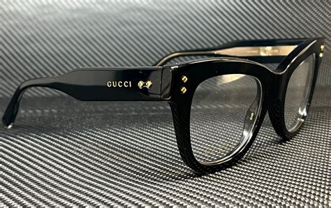 Gucci Gg O Black Gold Women S Square Mm Large Eyeglasses