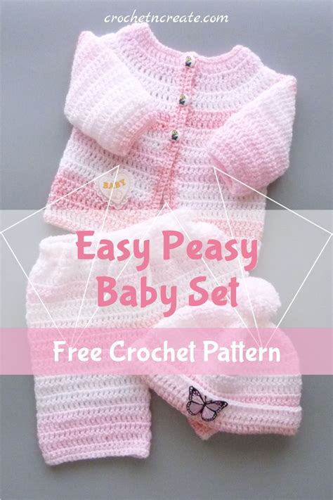 Free Easy Peasy Baby Set Pattern Crochet Baby Sweater Sets Crochet