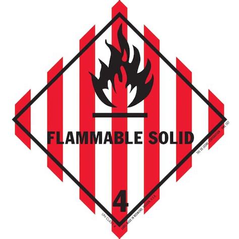 Flammable Solid Class 4 HazMat Paper Labels 4" x 4"