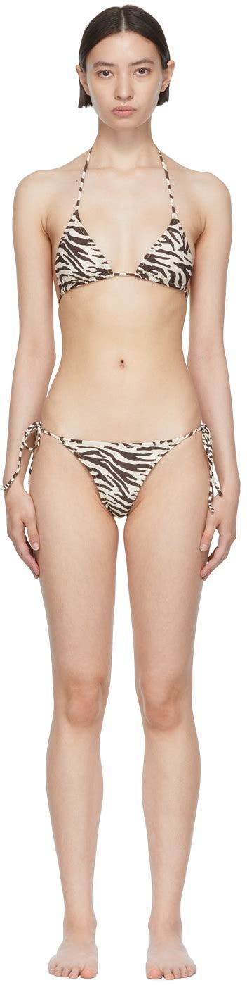 Buy REINA OLGA White Nylon Bikini Brown Zebra At 71 Off Editorialist