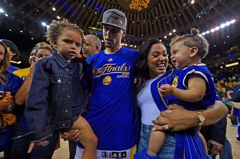 Golden State Warriors Stephen Curry 30 Holds Daughter Riley 3 As His Wife Ayesha Curry Holds