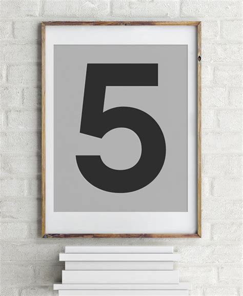 Number 5 Modern Typography Art Print Instant Download. - Etsy