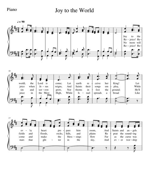 Joy To The World Piano Sheet Music For Piano Solo Easy