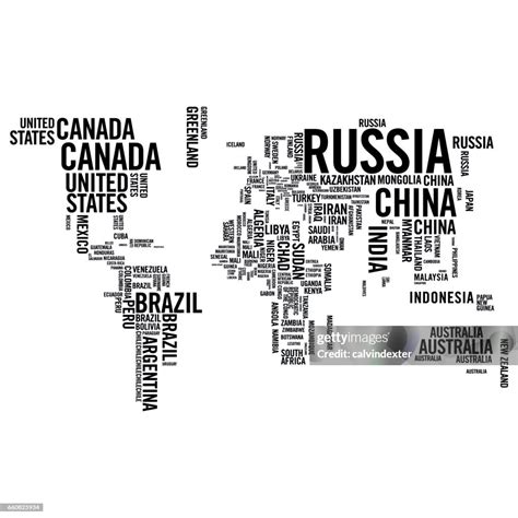 World Map Illustrated With Countries Names High-Res Vector Graphic ...