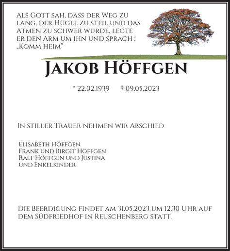 Alle Traueranzeigen F R Jakob H Ffgen Trauer Rp Online De