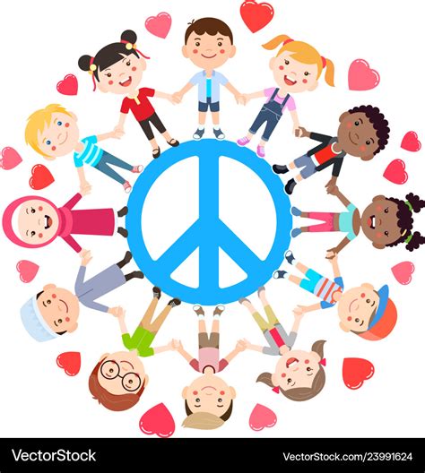 Kids love peace conceptual groups of children Vector Image