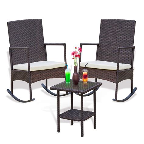 Brefac 3 Piece Patio Rocking Chair Set Outdoor Patio Furniture Set for ...