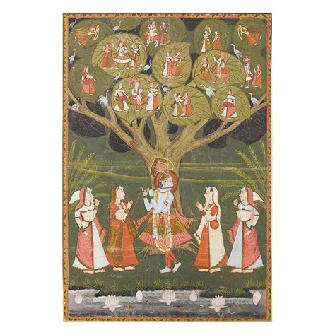 Large Pichhavai Painting Of Krishna With Female Gopis Dancing Painting Pichwai Paintings