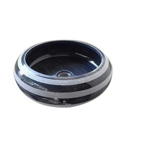 Wall Mounted Vivek Marble Round Black Marble Washbasin For Bathroom