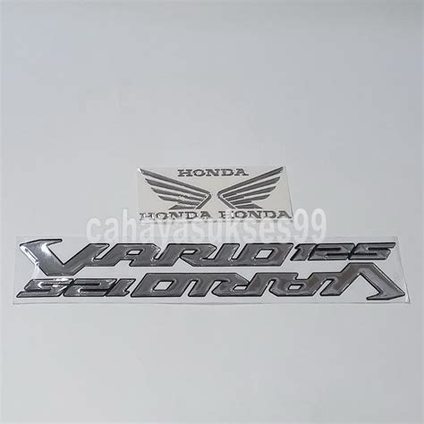 Sticker Timbul VARIO 125 Silver Chrome Emblem Motor Logo Wings Sayap