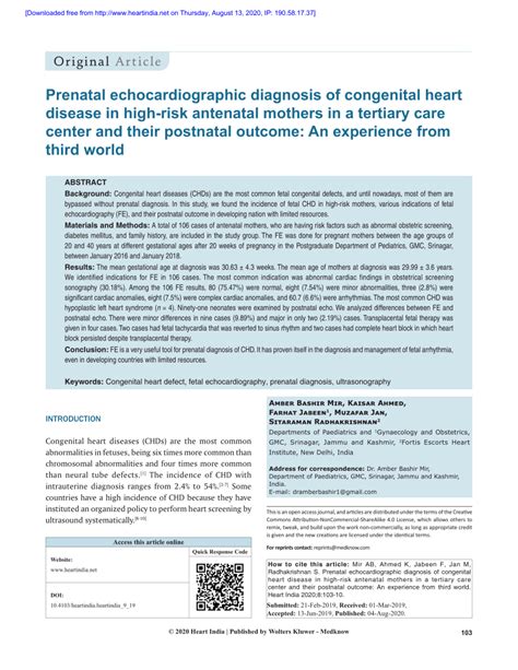 PDF Prenatal Echocardiographic Diagnosis Of Congenital Heart Disease