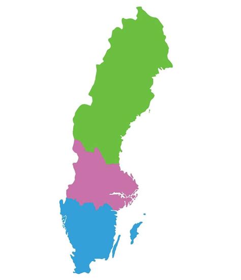 Sweden map. Map of Sweden divided into three main regions 35597592 ...