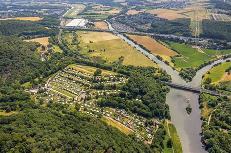 Luftbild Dortmund Campingplatz am Flußufer des Fluss Ruhr in Dortmund