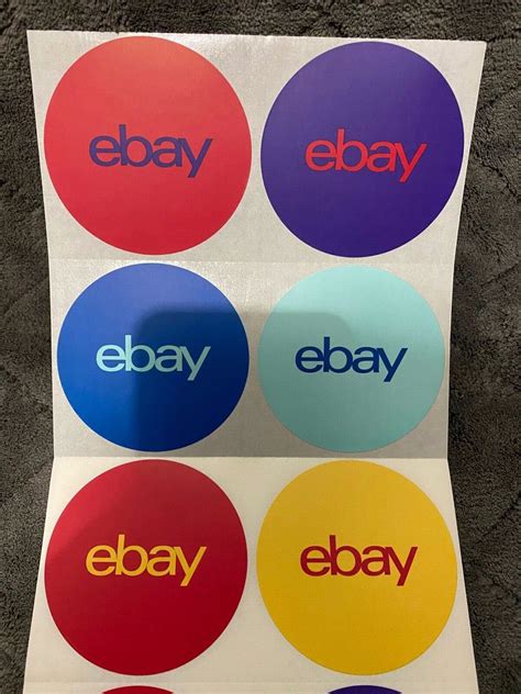 EBay Brand Round LOGO (6) Stickers Multi Color Red Purple Blue Yellow ...