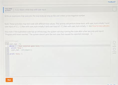 Solved Feedback Challenge Activity Basic While Loop With User