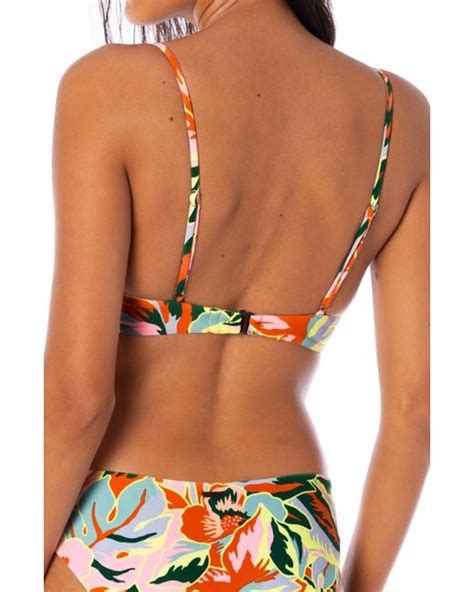 Maaji Neon Leafy Irene Reversible Underwire Bikini Top In Orange Lyst