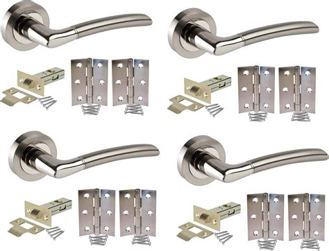 Sets Of Indiana Style Modern Chrome Door Handles On Rose With Duo