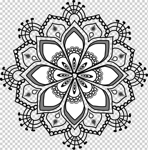 Ilustraciones De Flores En Blanco Y Negro Libro Para Colorear Mandala