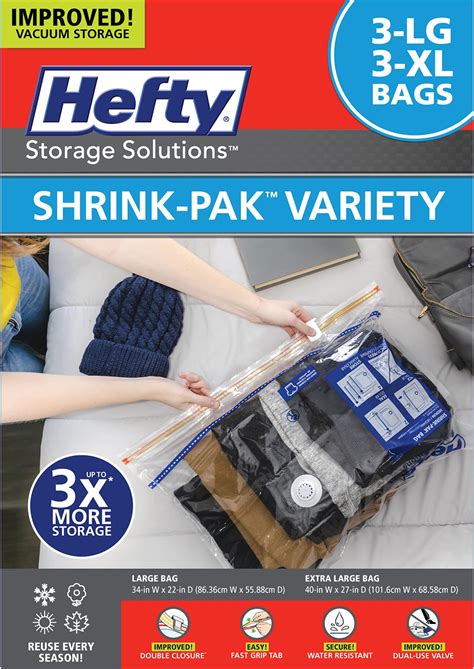 Amazon Hefty Shrink Pak Vacuum Storage Bags Space Saver Vacuum