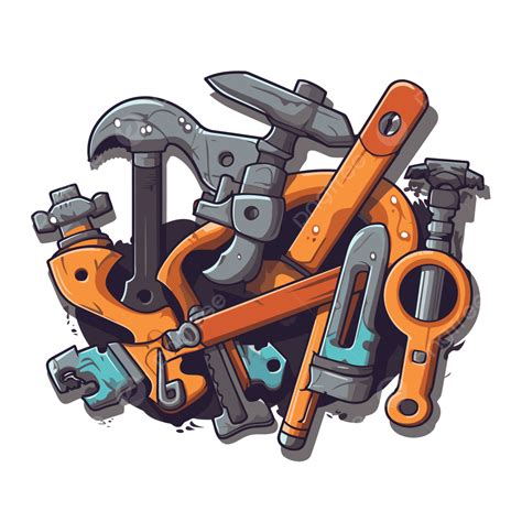 Plumbing Tool Vector, Sticker Clipart Cartoon Drawing Of Various Repair Tools, Sticker, Clipart ...