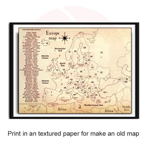 Europe Printable Map Europe Political Travel Map Home Decor - Etsy