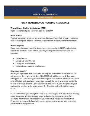 Fillable Online Fema Transitional Housing Assistance Fax Email Print