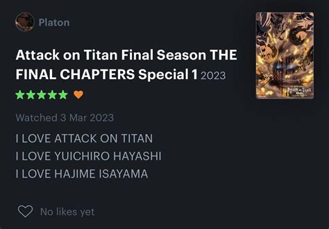 Platon On Twitter Aot Tfs P Special On Letterboxd Finally And I