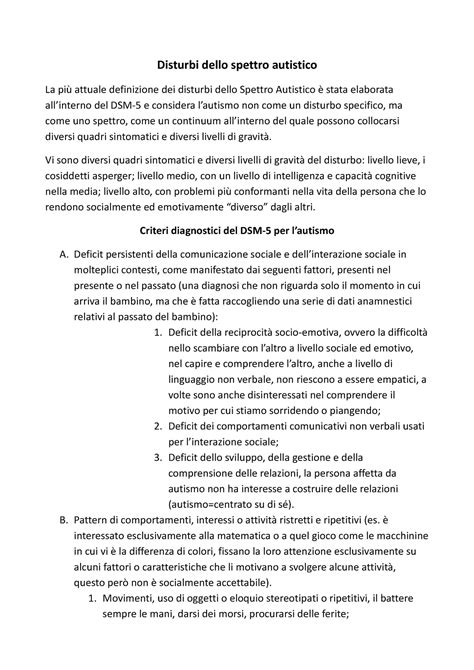 Disturbi Dello Spettro Autistico Vi Sono Diversi Quadri Sintomatici E