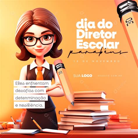 Social Media Dia Do Diretor Escolar De Novembro Psd Edit Vel