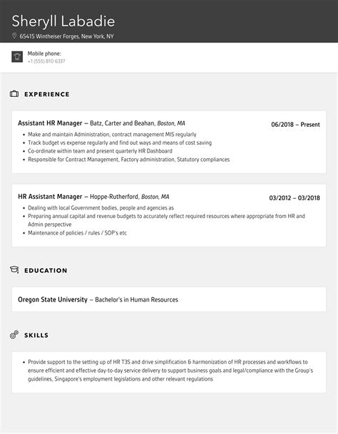 Hr Assistant Manager Resume Samples Velvet Jobs