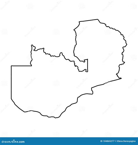 Zambia Map Of Black Contour Curves On White Background Of Stock