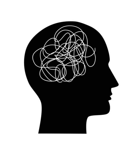 Silhouette Man Heads Tangled Line Brain Concept Chaotic Thought Process