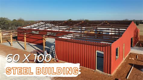 60x100 Weld Up Steel Building With 2 Lean Tos In Texas WolfSteel