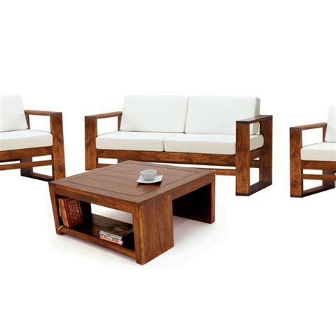 R T S Furniture White And Brown Wooden Stylish Sofa Set At Rs