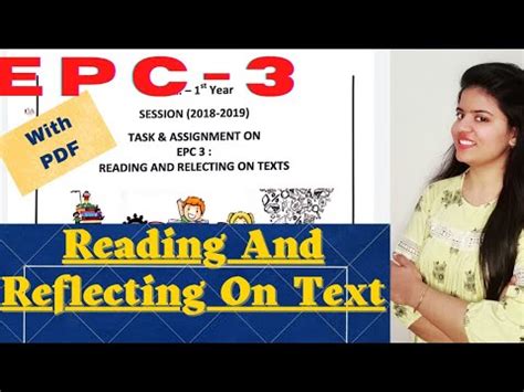 Reading And Reflecting On Text Practical File For BEd EPC 3 Reading