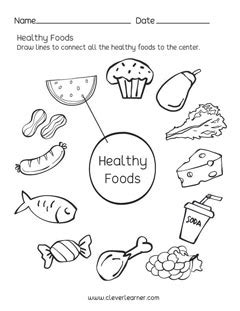 Preschool science worksheets on Healthy Foods