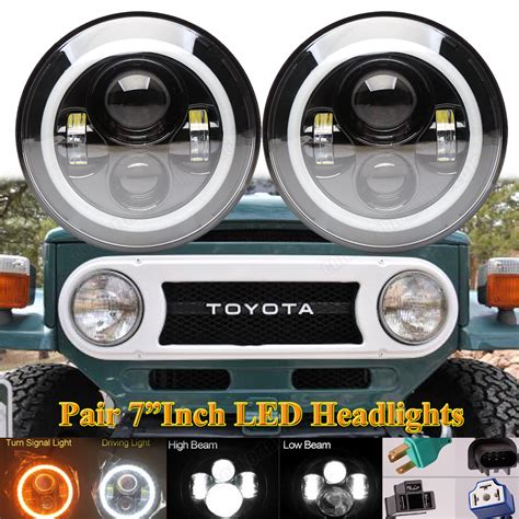 2x 7 Upgrade LED Headlights Hi Low Beam For 1965 1985 Toyota Land