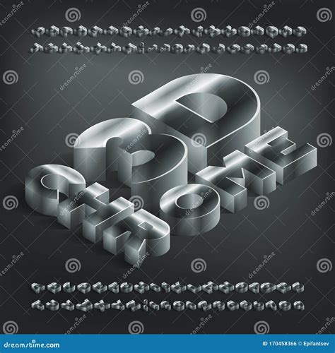 Police D Alphabet Du Chrome D Lettres Et Chiffres M Talliques