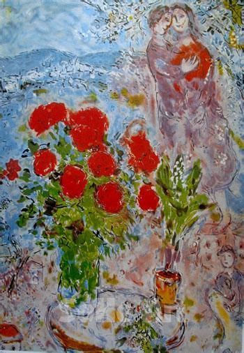 The Lovers Bouquet Of Roses By Marc Chagall Marc Chagall Chagall