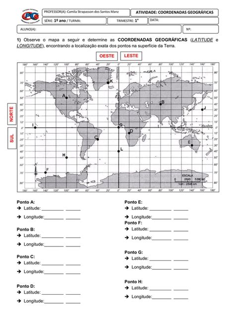 Atividades Sobre Coordenadas Geogr Ficas Pdf