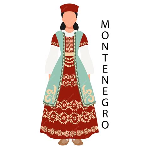 Premium Vector | Woman in montenegrin folk costume culture and